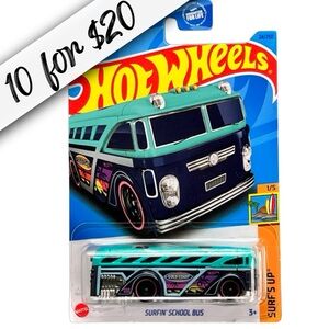 Mattel Hot Wheels Surfin’ School Bus 24/250 Surfs Up 1/5 NEW